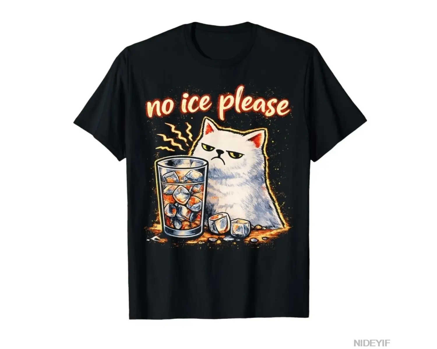 No Ice Lütfen Komik Kedi Meme T-shirt Erkekler Kadınlar Için % 100% Pamuklu T Shirt Kısa Koll