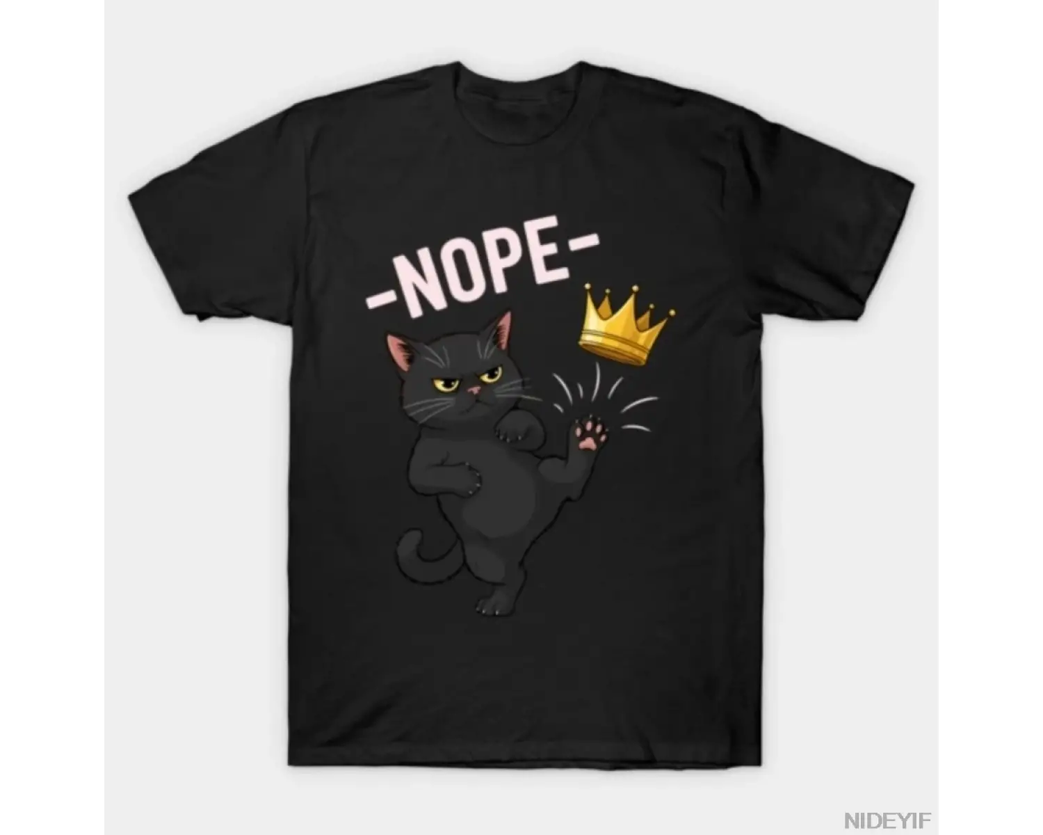 No Kings In America Black Cat Nope 4th Of July Cat T-shirt For Men Women %100 Pamuklu Tişörtl
