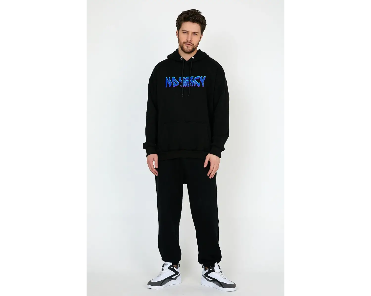 No Mercy Siyah Oversize Unisex Kapüşonlu Sweatshirt Hoodie