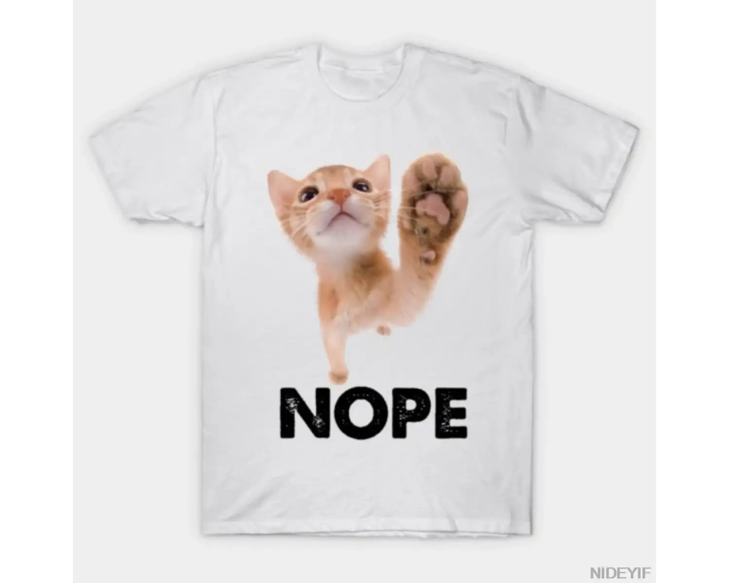 Nope Cat – Erkekler Kadınlar İçin Komik Tutum Meme Tişörtü %100 Pamuklu Tişörtler Kısa Kollu