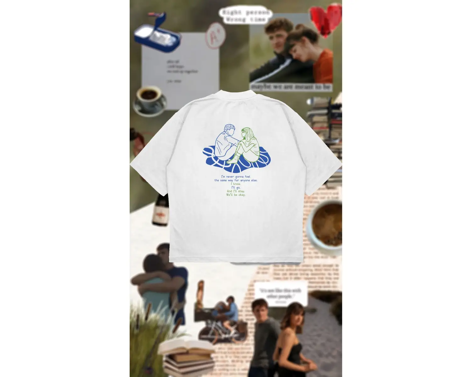 Normal People Baskılı Oversize Unisex Pamuklu Nefes Alan Kalın Kumaşlı