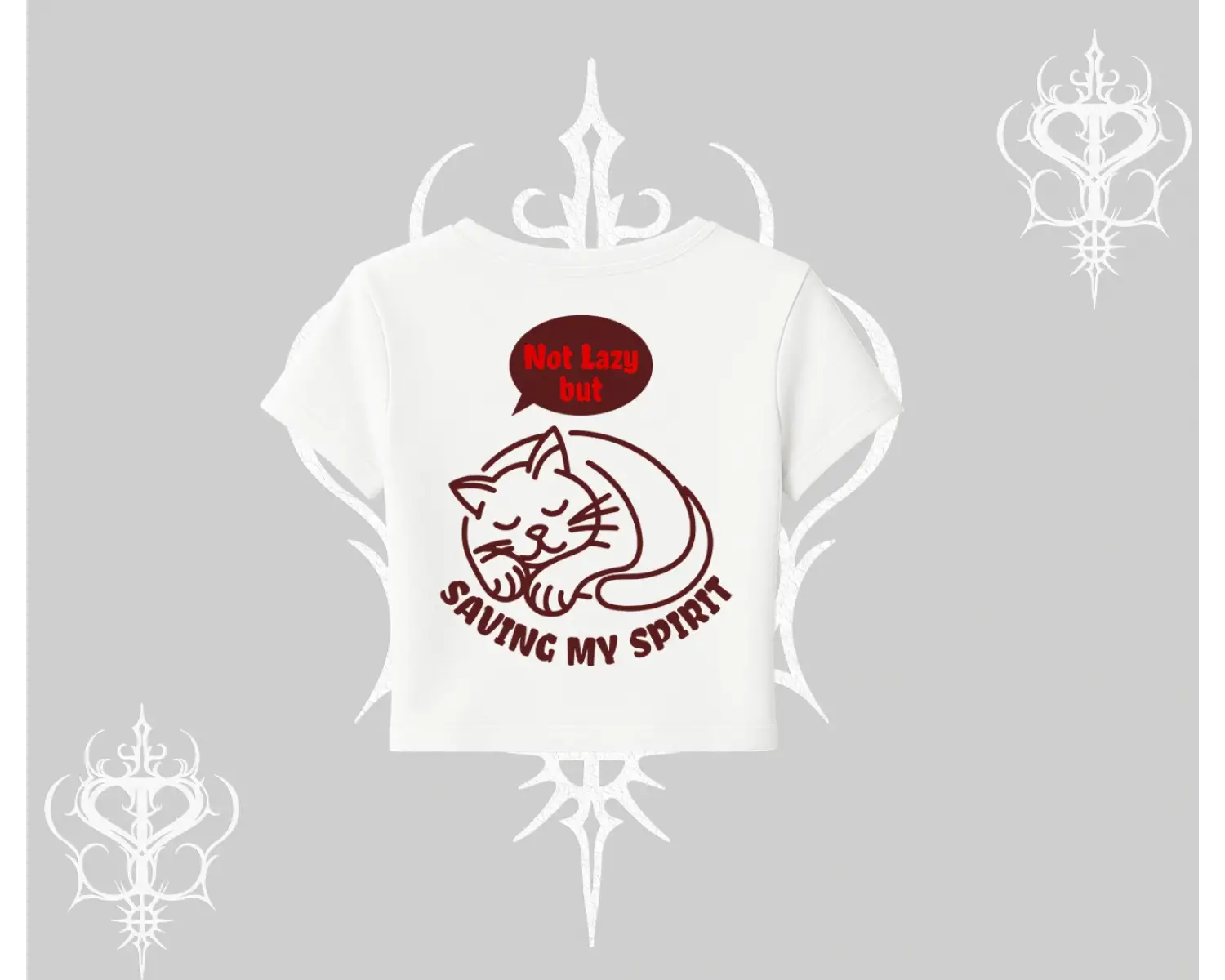 Not Lazy Saving My Spirit Kedi Baskılı Babby Tee Tshirt