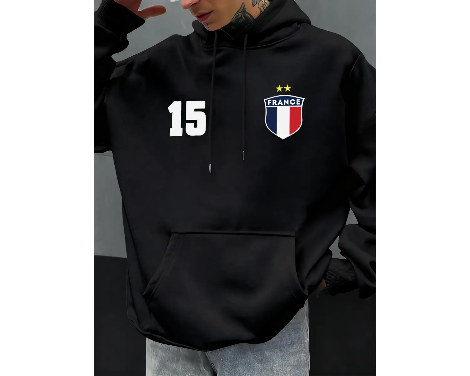 Numarası 15 Fransa Baskı Erkekler Hoodie Vintage Sonbahar Streetwear Rahat Gevşek Hoody Polar