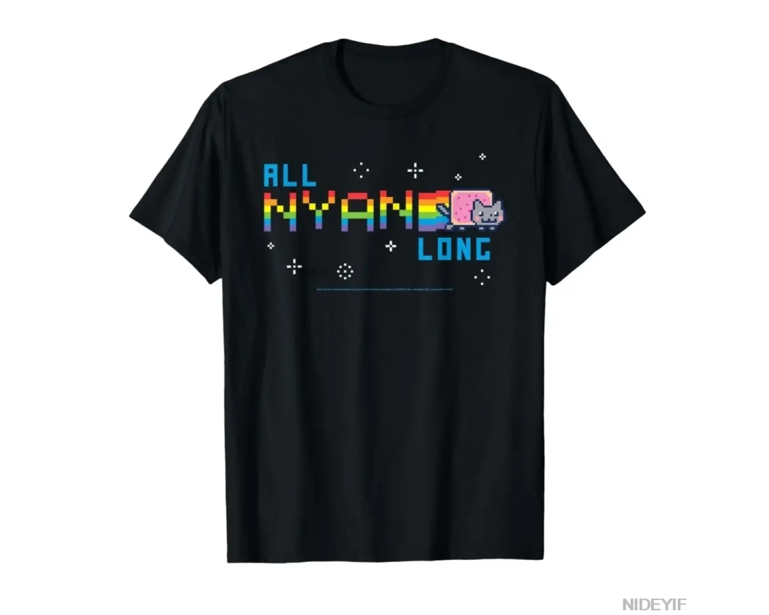 Nyan Kedi Tüm Nyan Uzun Gökkuşağı İnternet Kedisi Komik Meme Tişörtü Erkekler Kadınlar İçin %