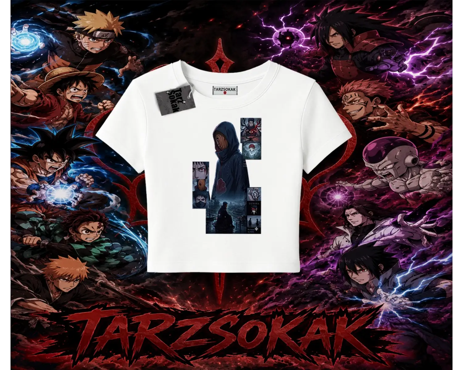 Obito uchiha Naruto Anime Karakteri Kadın Baby Tee Beyaz