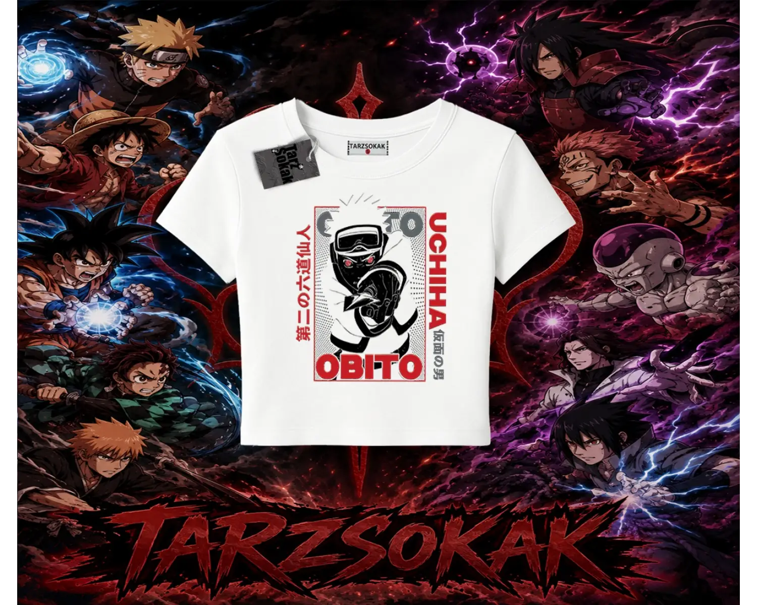Obito uchiha Naruto Anime Karakteri Kadın Baby Tee Beyaz