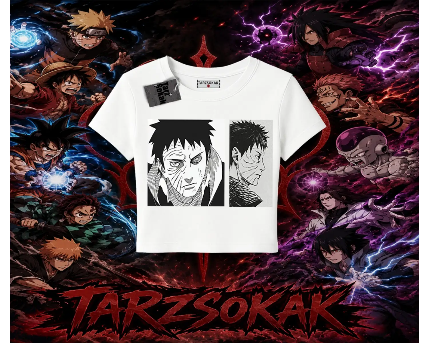 Obito uchiha Naruto Anime Karakteri Kadın Baby Tee Beyaz