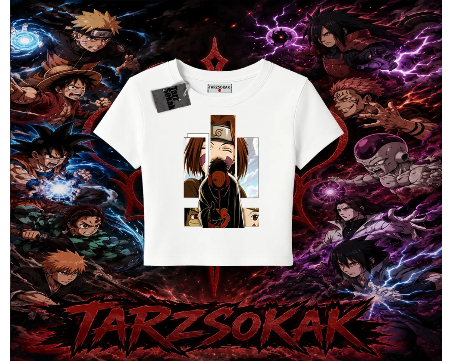 Obito uchiha Naruto Anime Karakteri Kadın Baby Tee Beyaz
