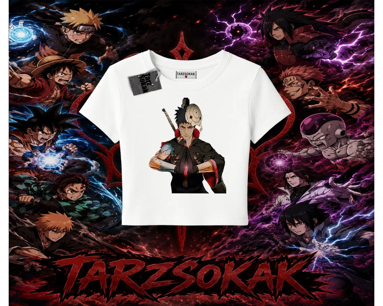 Obito uchiha Naruto Anime Karakteri Kadın Baby Tee Beyaz