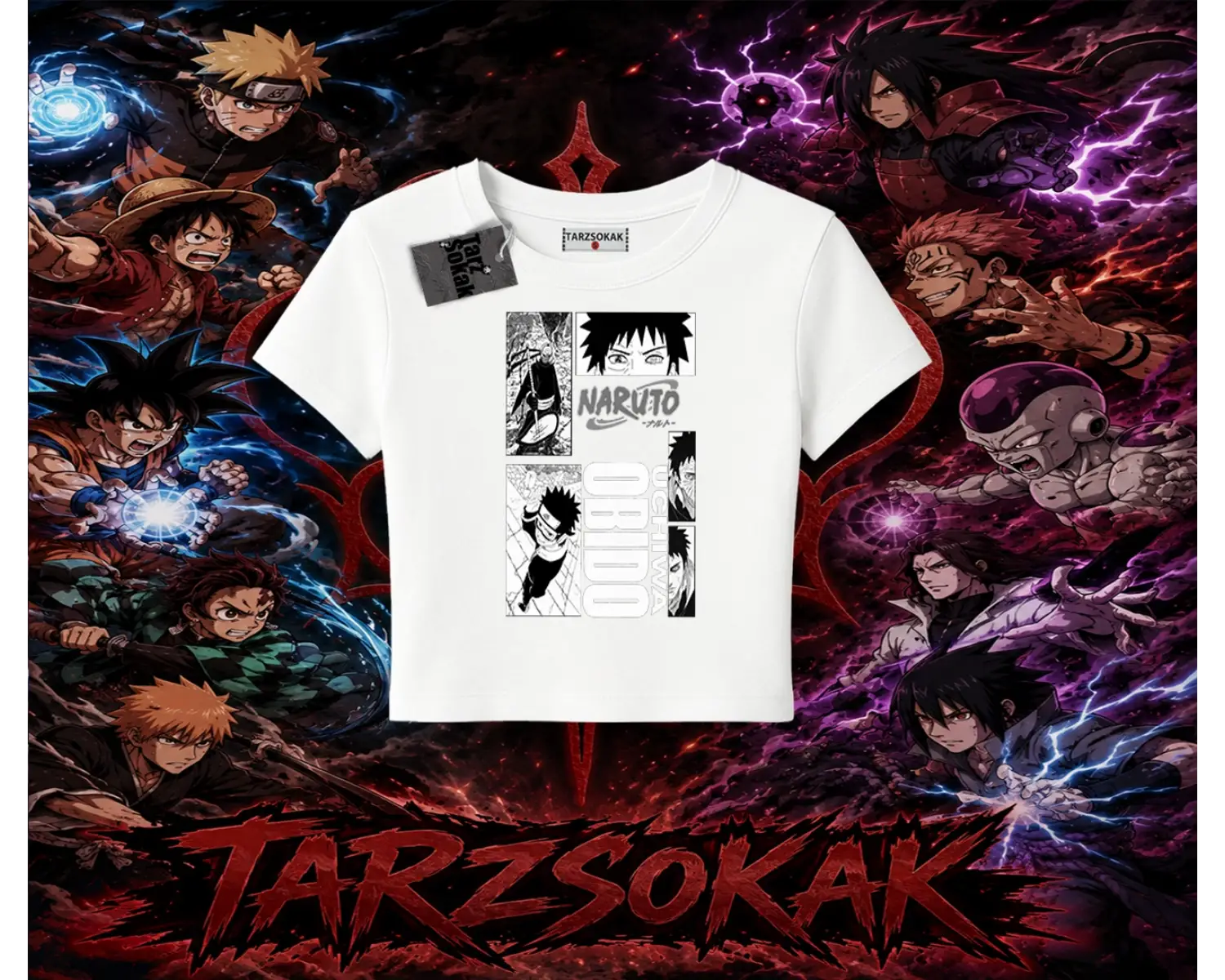 Obito uchiha Naruto Anime Karakteri Kadın Baby Tee Beyaz