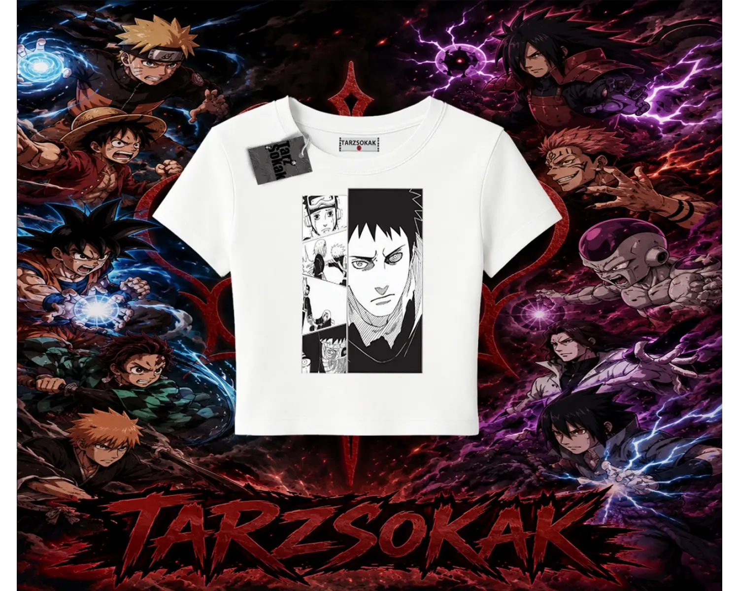 Obito uchiha Naruto Anime Karakteri Kadın Baby Tee Beyaz