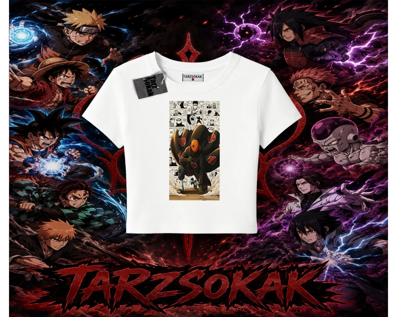 Obito uchiha Naruto Anime Karakteri Kadın Baby Tee Beyaz
