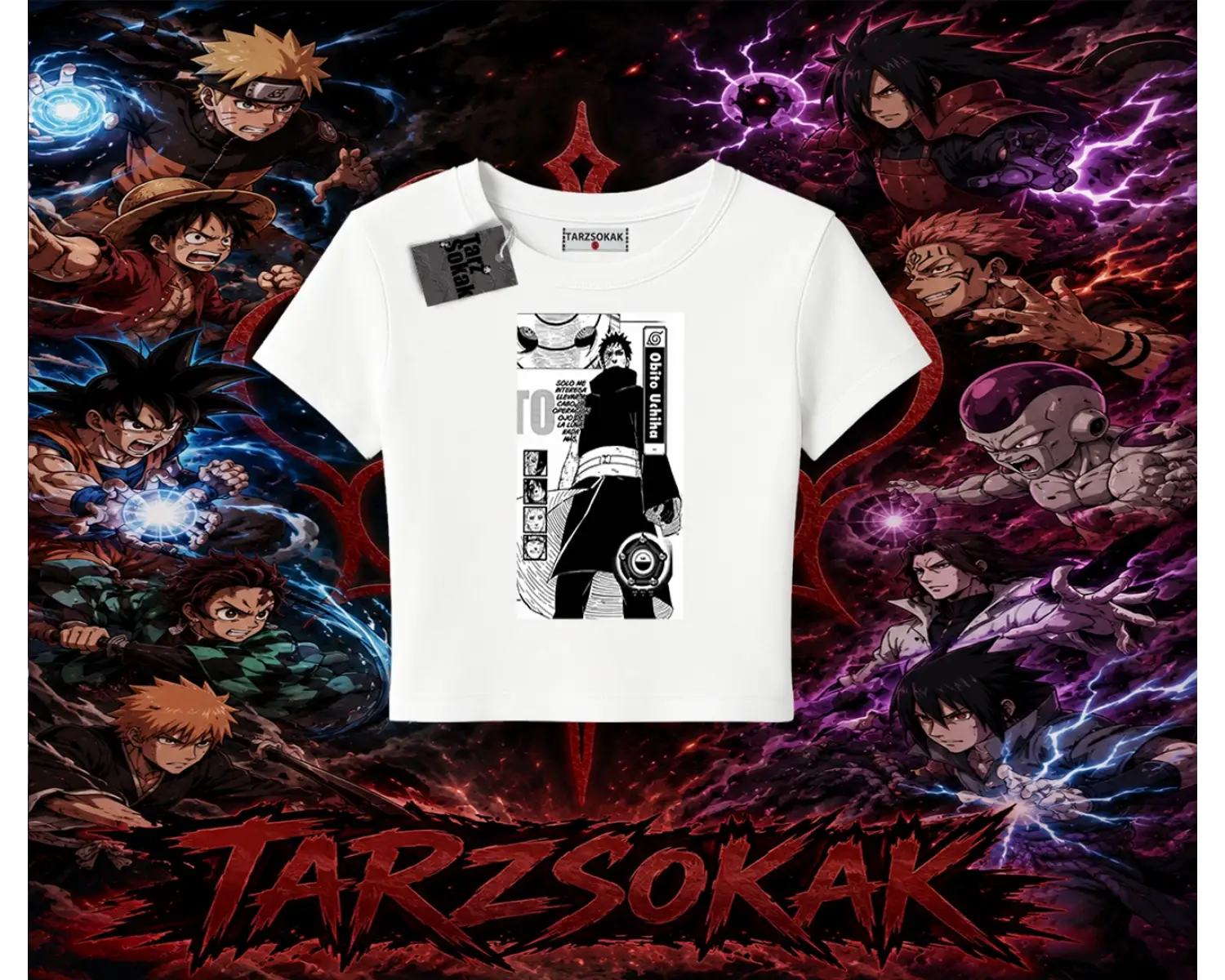 Obito uchiha Naruto Anime Karakteri Kadın Baby Tee Beyaz