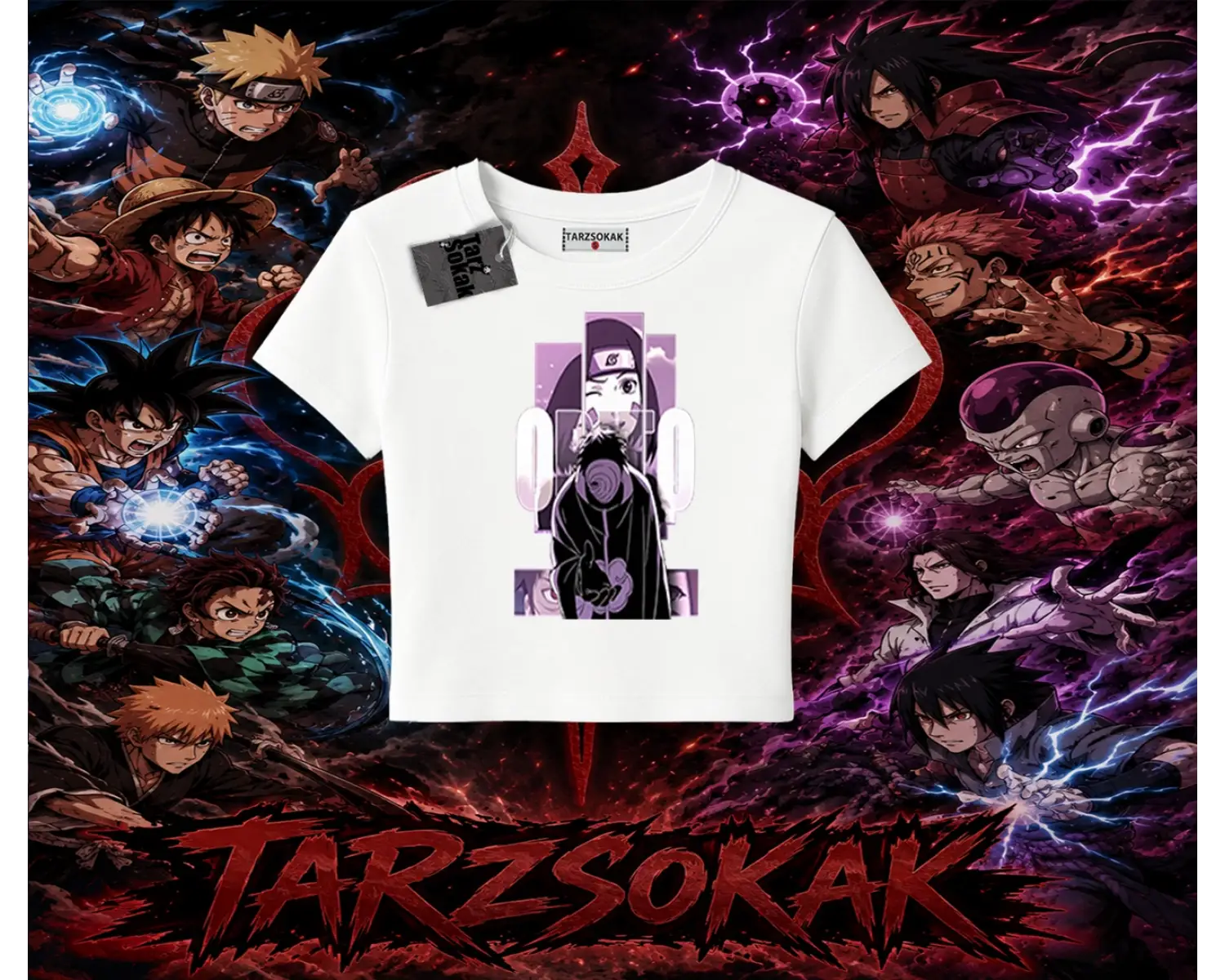 Obito uchiha Naruto Anime Karakteri Kadın Baby Tee Beyaz
