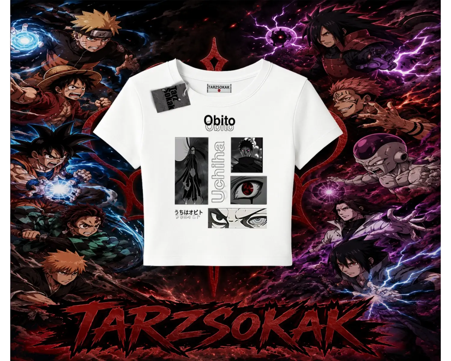 Obito uchiha Naruto Anime Karakteri Kadın Baby Tee Beyaz