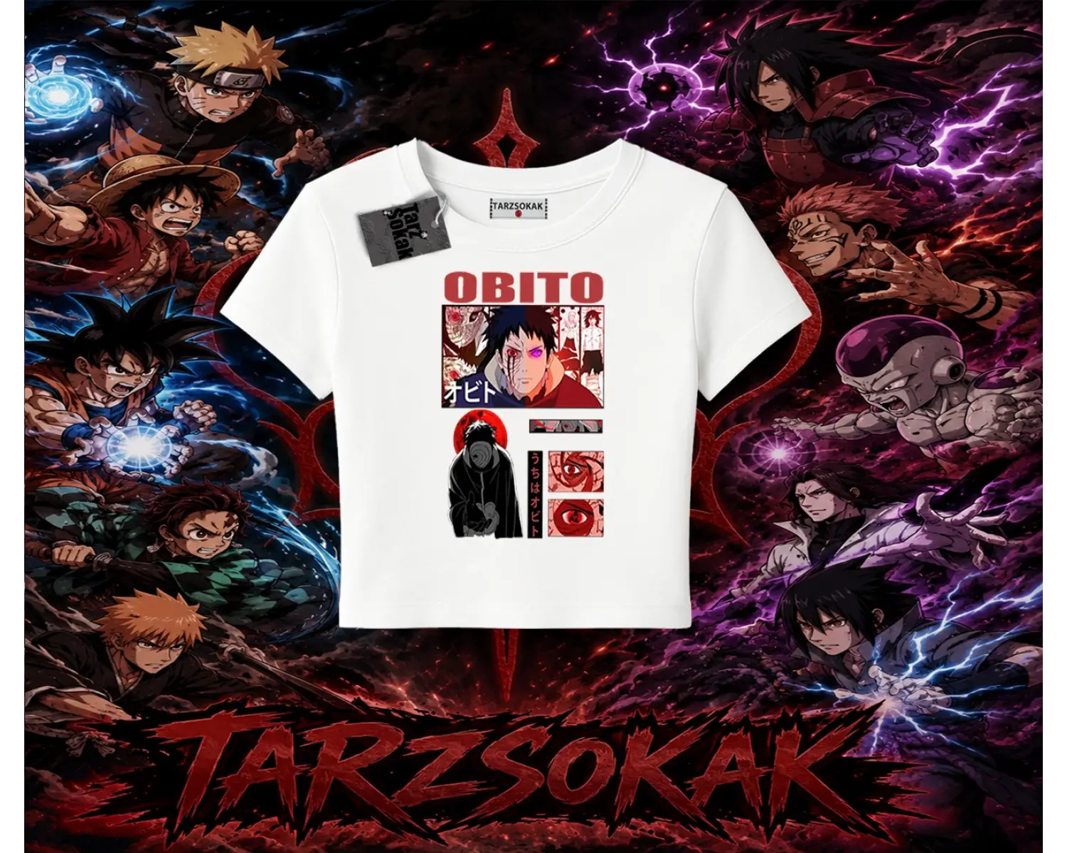 Obito uchiha Naruto Anime Karakteri Kadın Baby Tee Beyaz