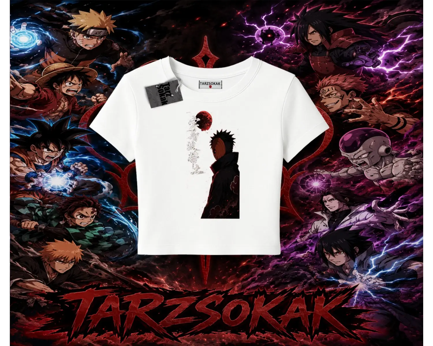 Obito uchiha Naruto Anime Karakteri Kadın Baby Tee Beyaz