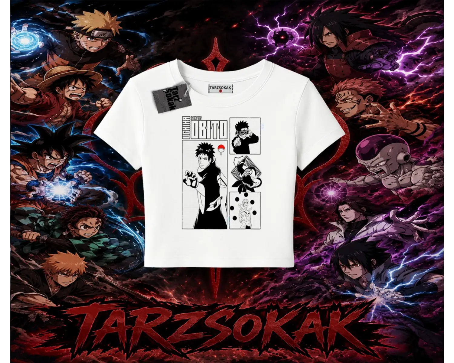Obito uchiha Naruto Anime Karakteri Kadın Baby Tee Beyaz
