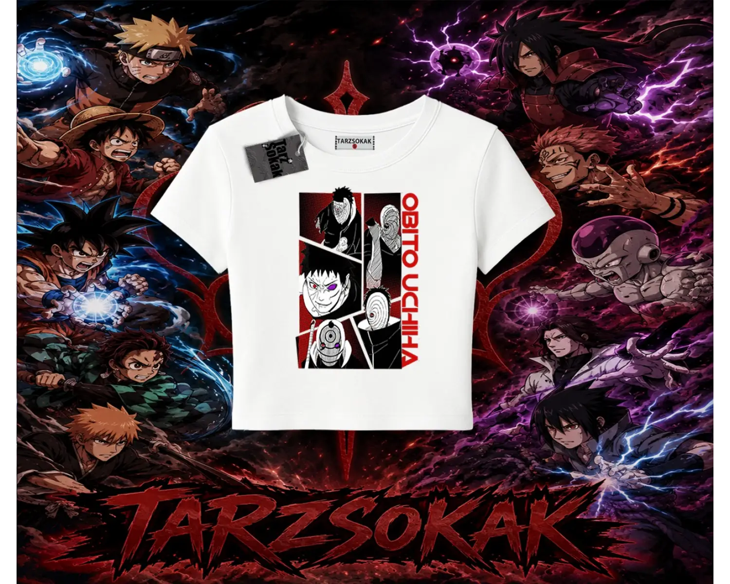 Obito uchiha Naruto Anime Karakteri Kadın Baby Tee Beyaz