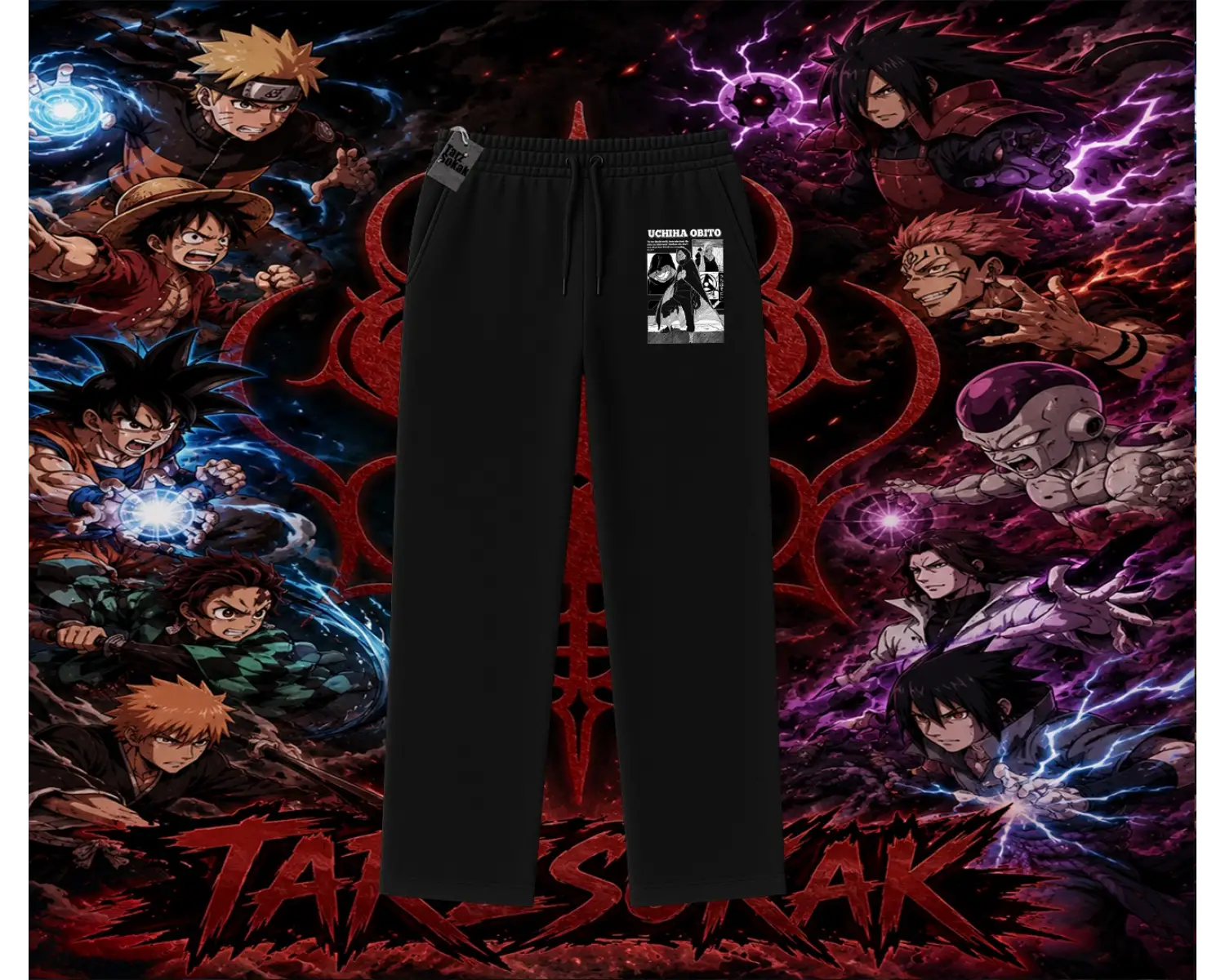 Obito uchiha Naruto Anime Karakteri Unisex Baggy Eşofman Altı Beyaz