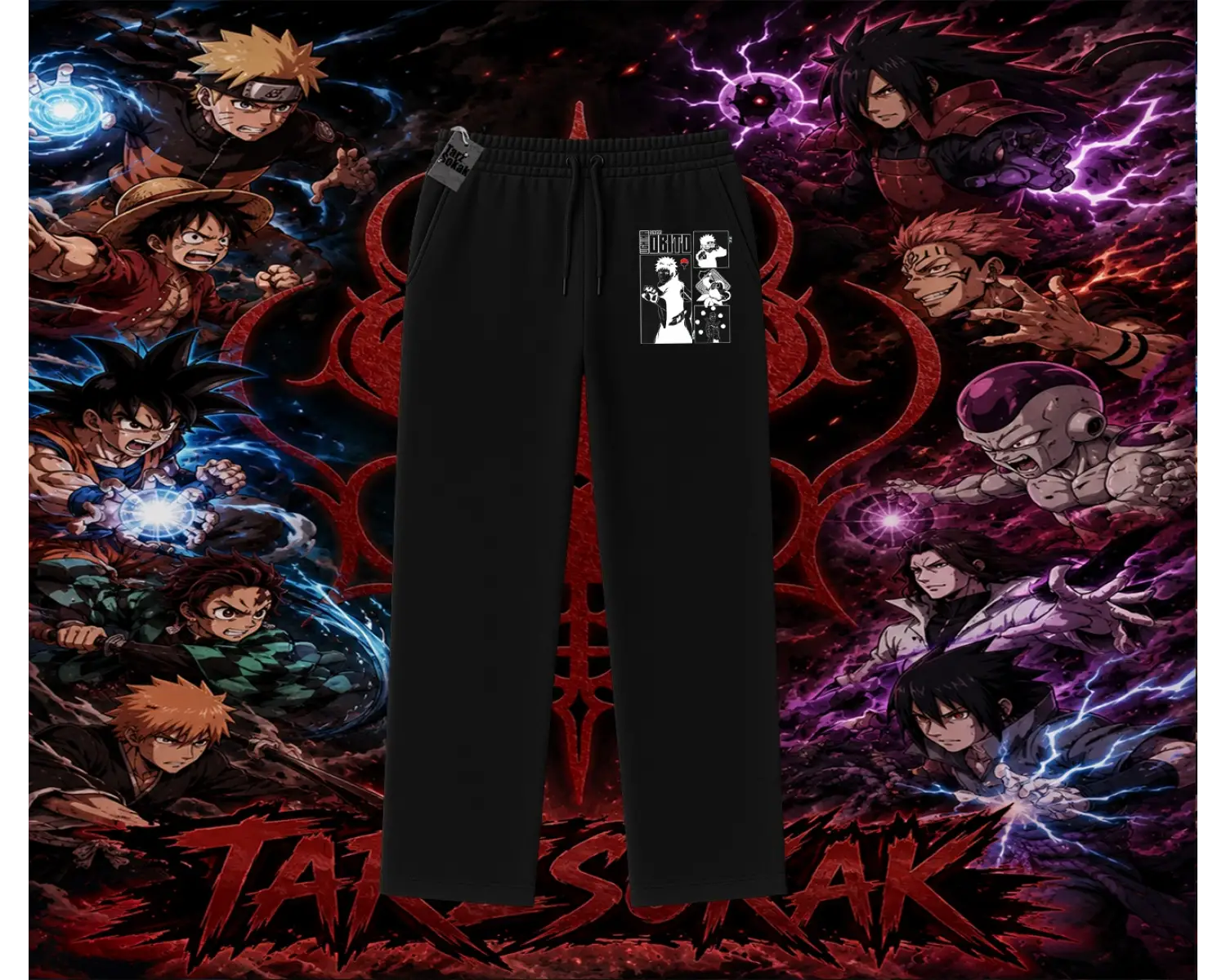 Obito uchiha Naruto Anime Karakteri Unisex Baggy Eşofman Altı Beyaz