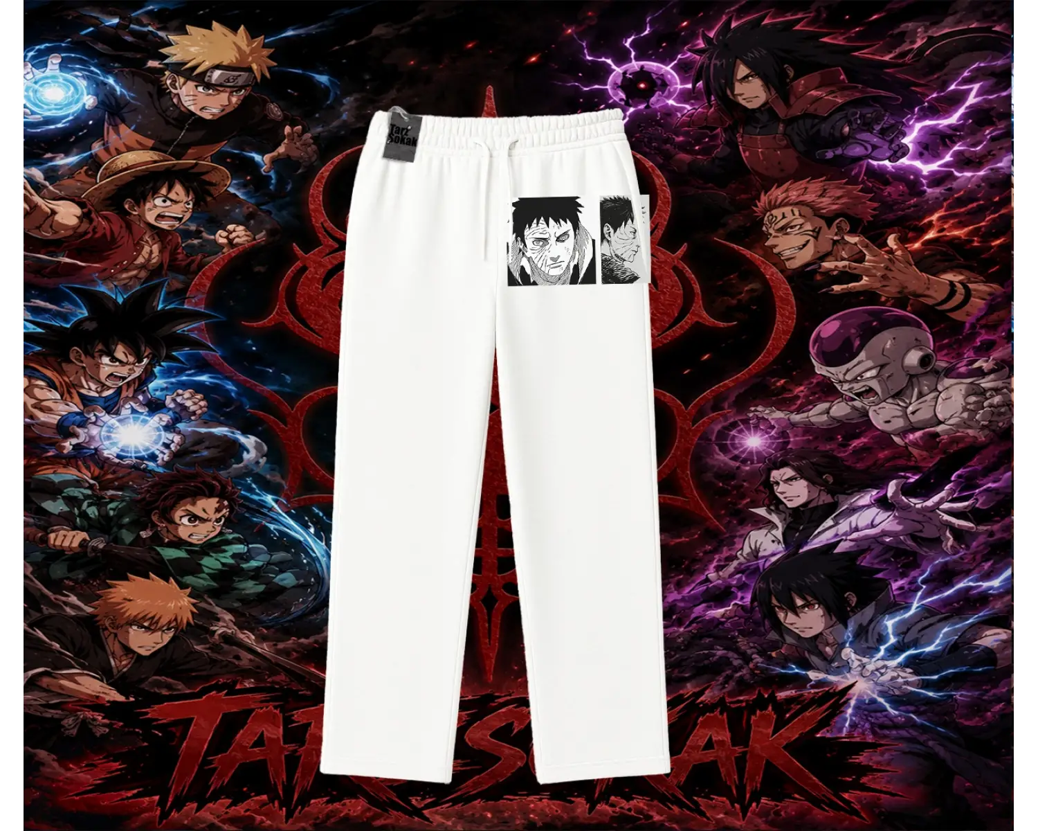 Obito uchiha Naruto Anime Karakteri Unisex Baggy Eşofman Altı Beyaz