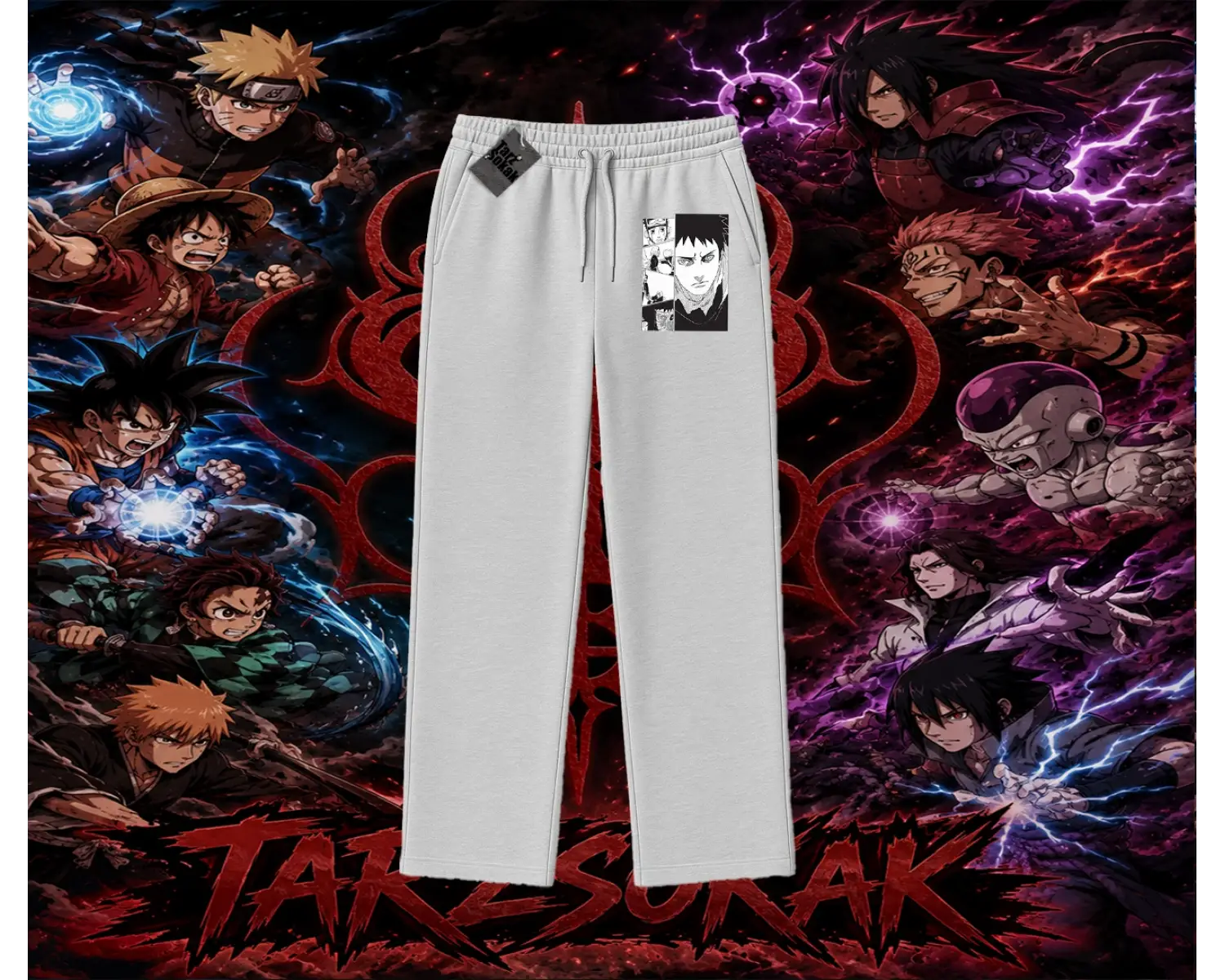 Obito uchiha Naruto Anime Karakteri Unisex Baggy Eşofman Altı Beyaz