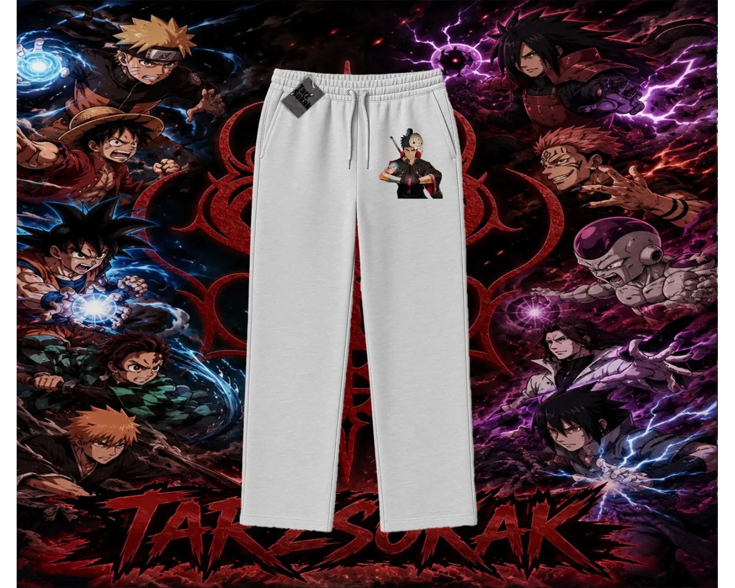 Obito uchiha Naruto Anime Karakteri Unisex Baggy Eşofman Altı Beyaz