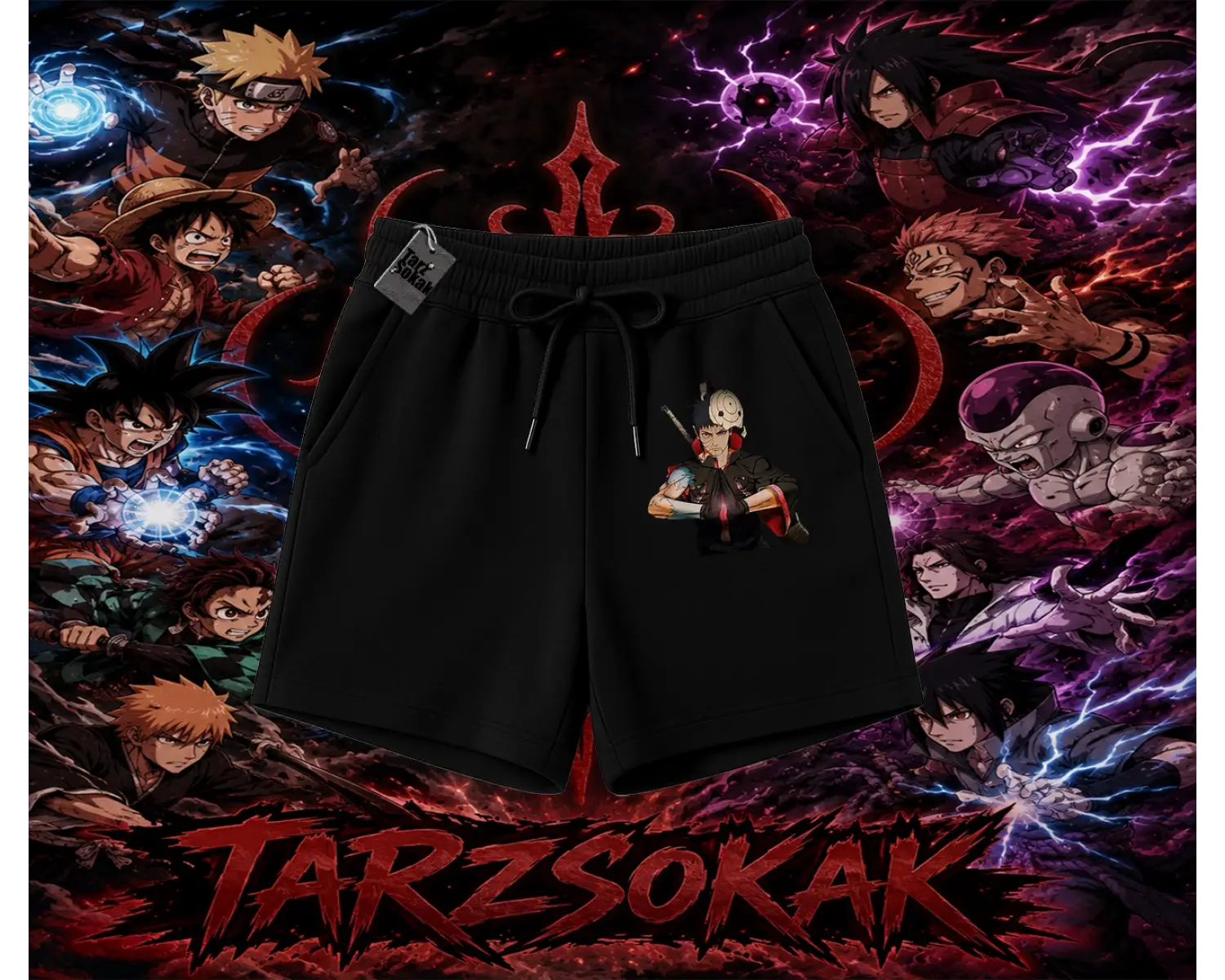 Obito uchiha Naruto Anime Karakteri Unisex Şort Beyaz