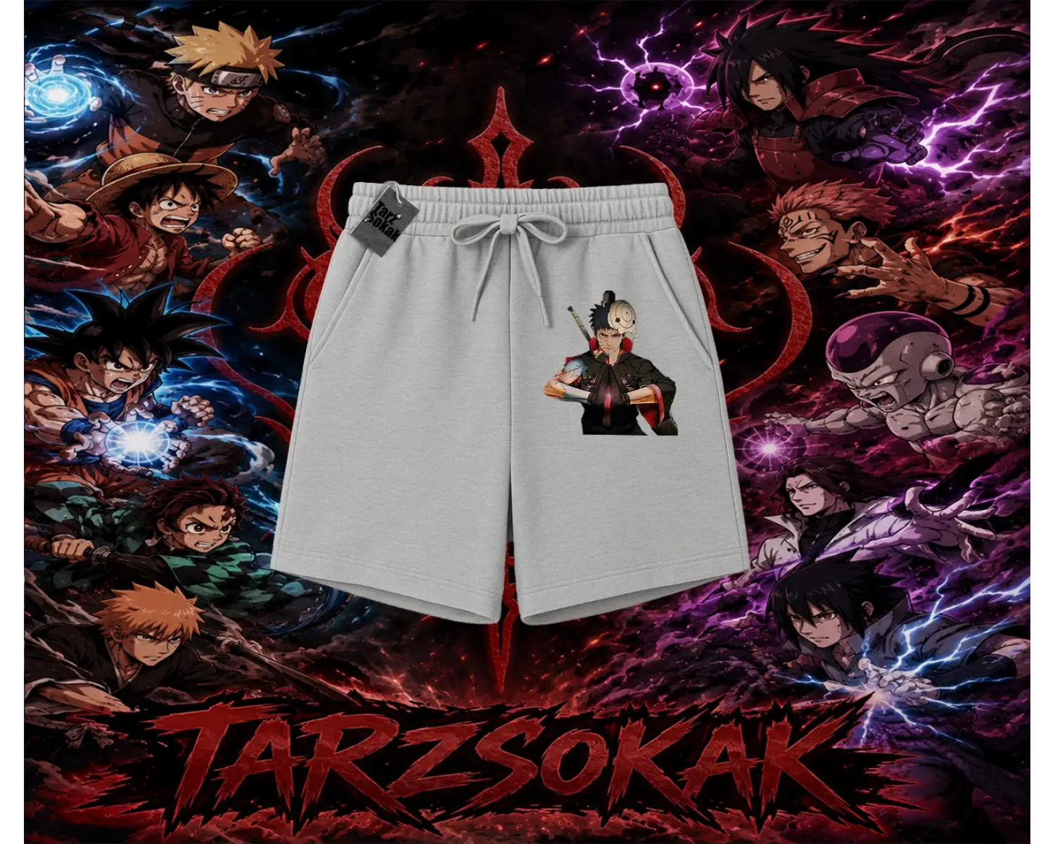 Obito uchiha Naruto Anime Karakteri Unisex Şort Beyaz