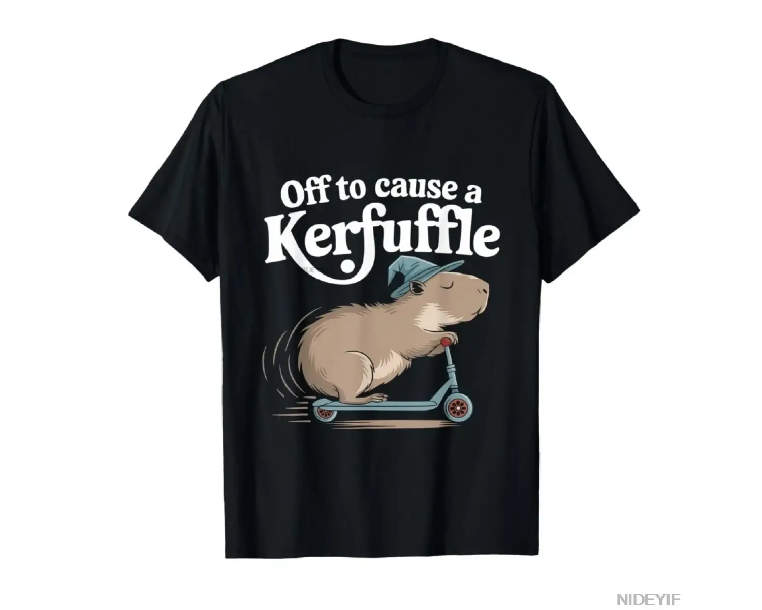 Off to Cause A Kerfuffle Tshirt Komik Kapibara Şaka Meme T-shirt Erkekler Kadınlar için % 100