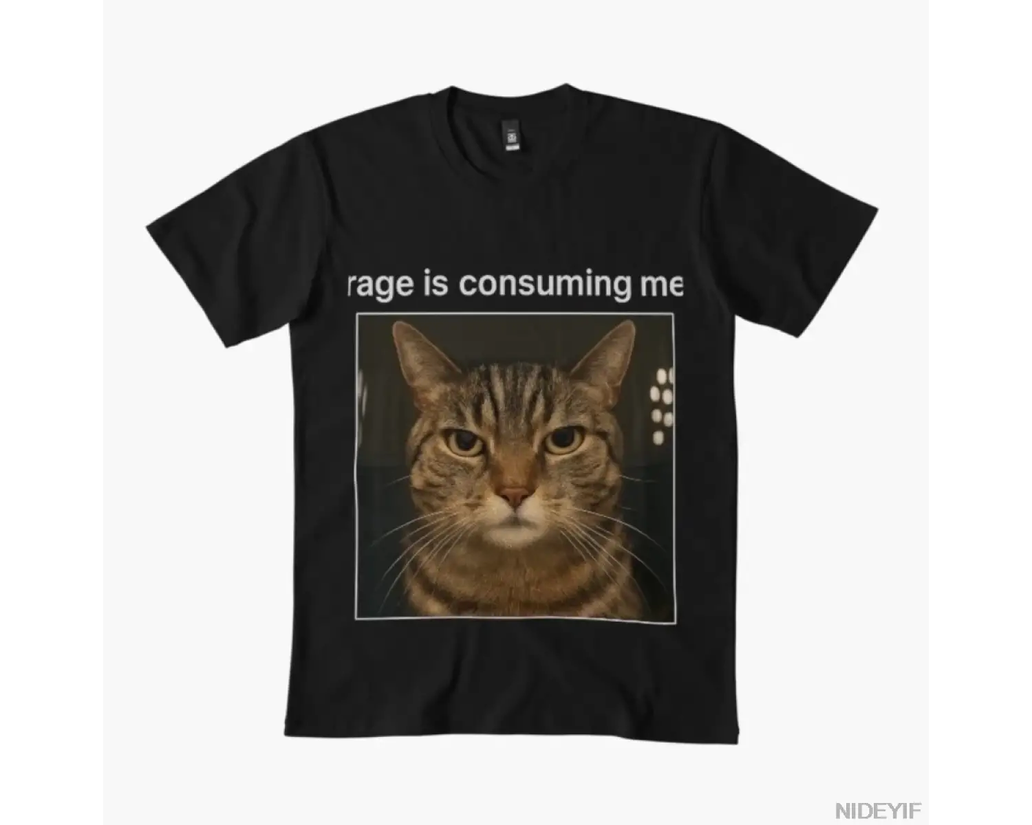 Öfke Beni Yutuyor Komik kedi tişörtü Erkekler Kadınlar için % 100% Pamuklu Tişörtler Kısa Kol
