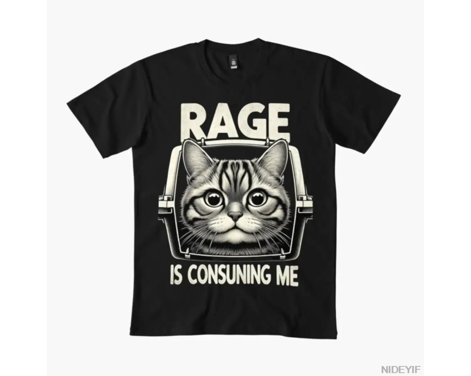 Öfke Beni Yutuyor Komik kedi tişörtü Erkekler Kadınlar için % 100% Pamuklu Tişörtler Kısa Kol