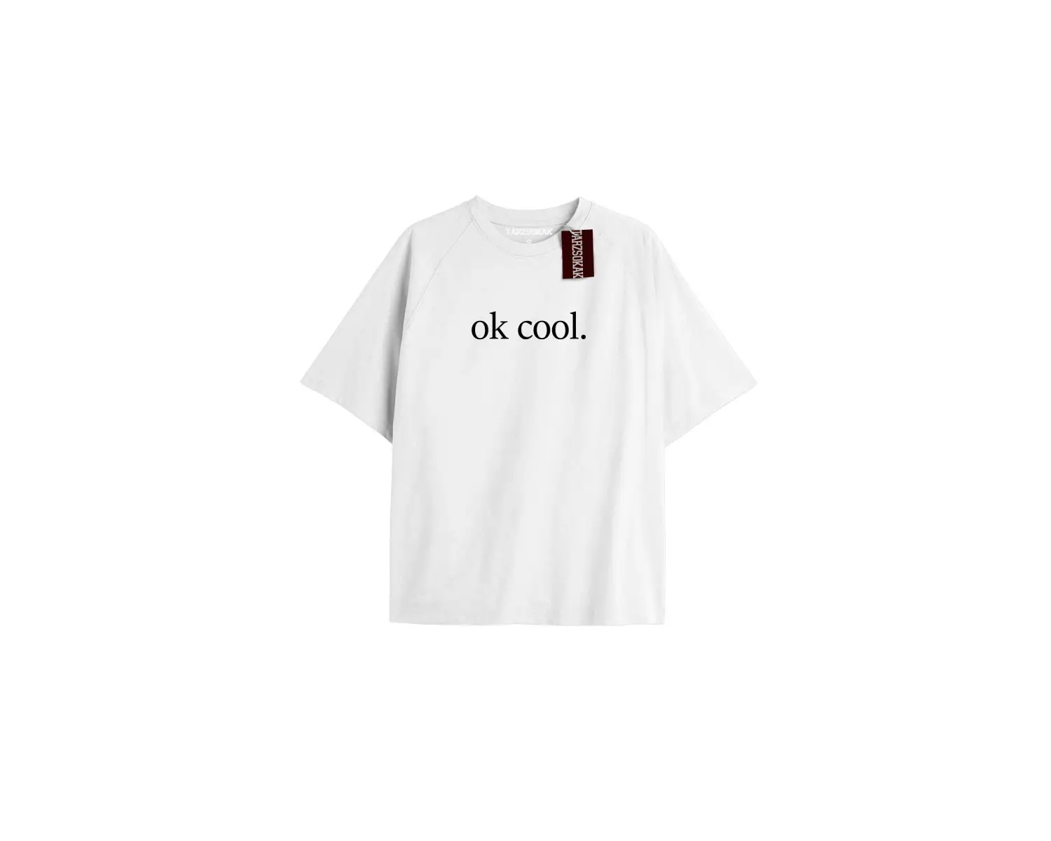 OK COOL. Unisex Oversize Yazılı Tshirt BEYAZ