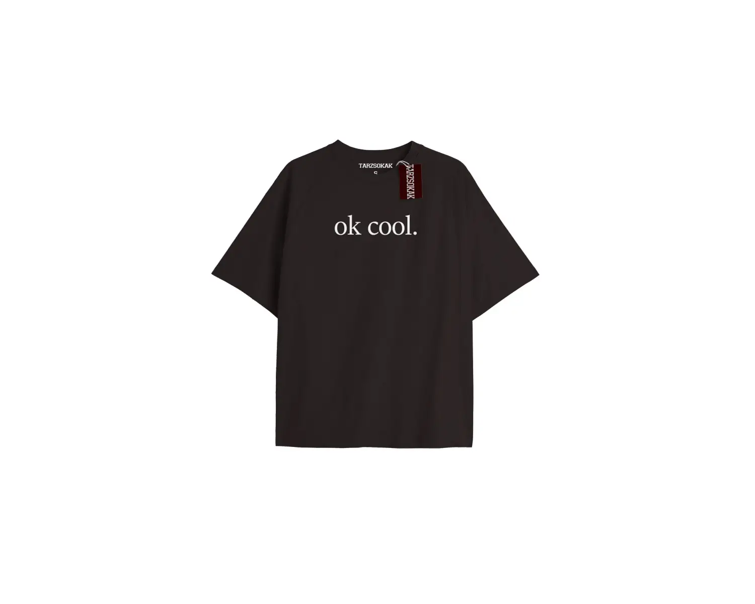 OK COOL. Unisex Oversize Yazılı Tshirt SİYAH