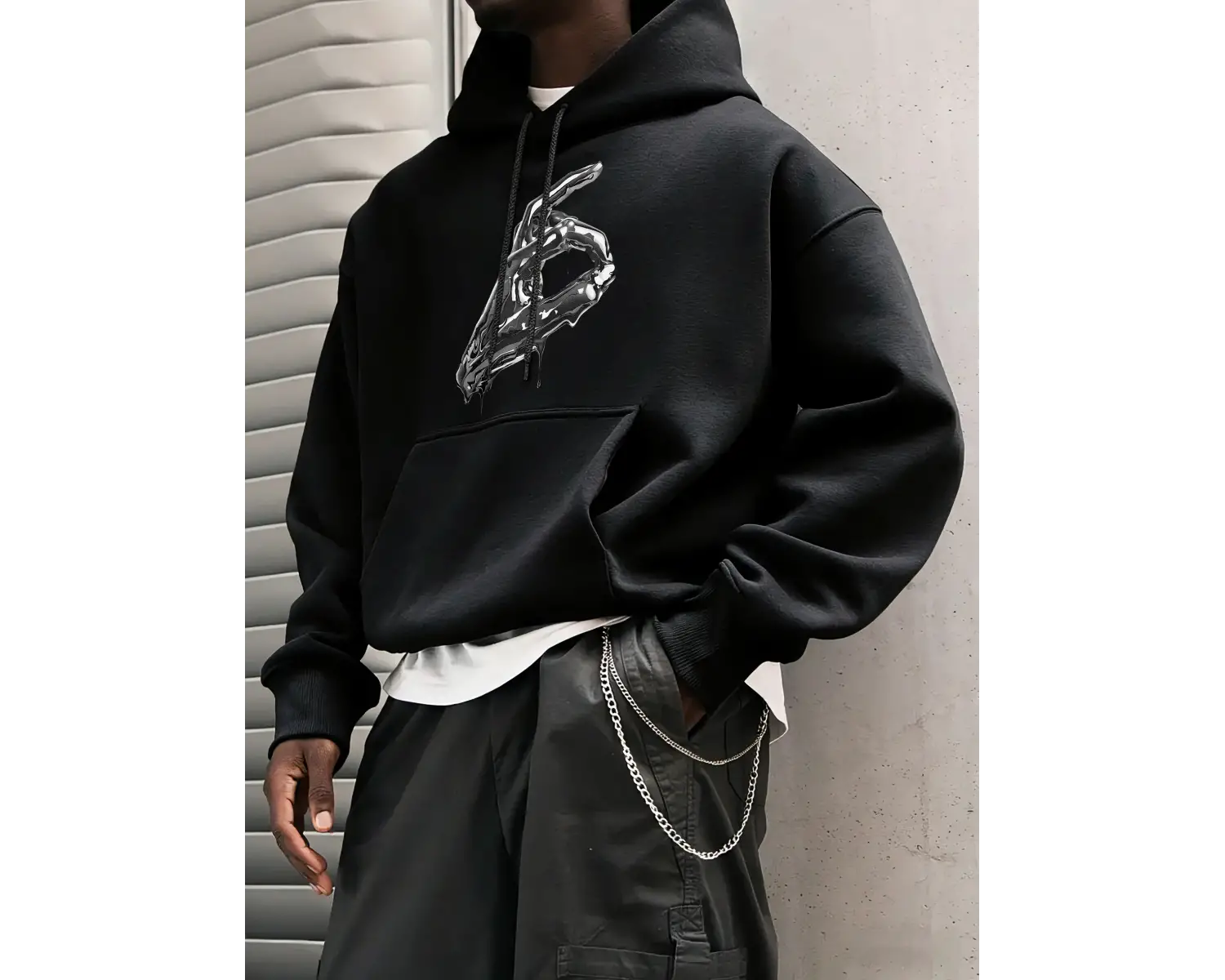 Ok Jest Yaratıcı Baskılar Erkek Temel Kapüşonlular Moda Günlük Uzun Kollu Bol Retro Kazaklar