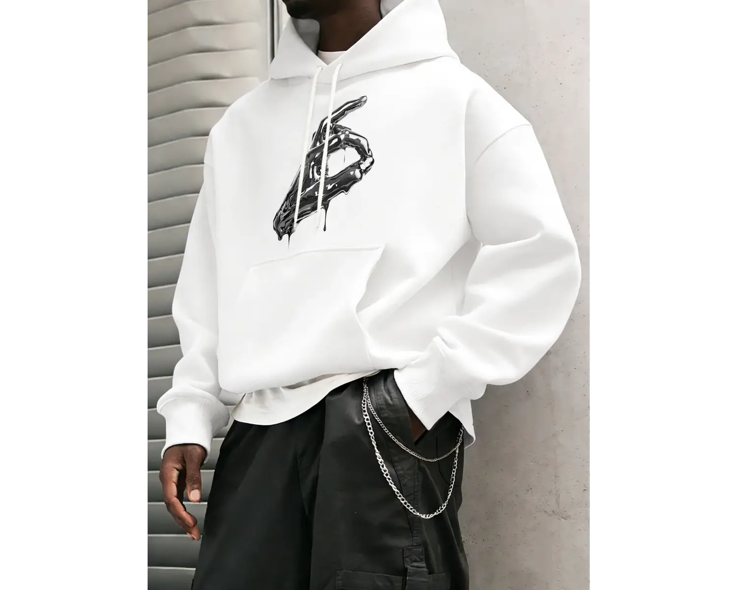 Ok Jest Yaratıcı Baskılar Erkek Temel Kapüşonlular Moda Günlük Uzun Kollu Bol Retro Kazaklar