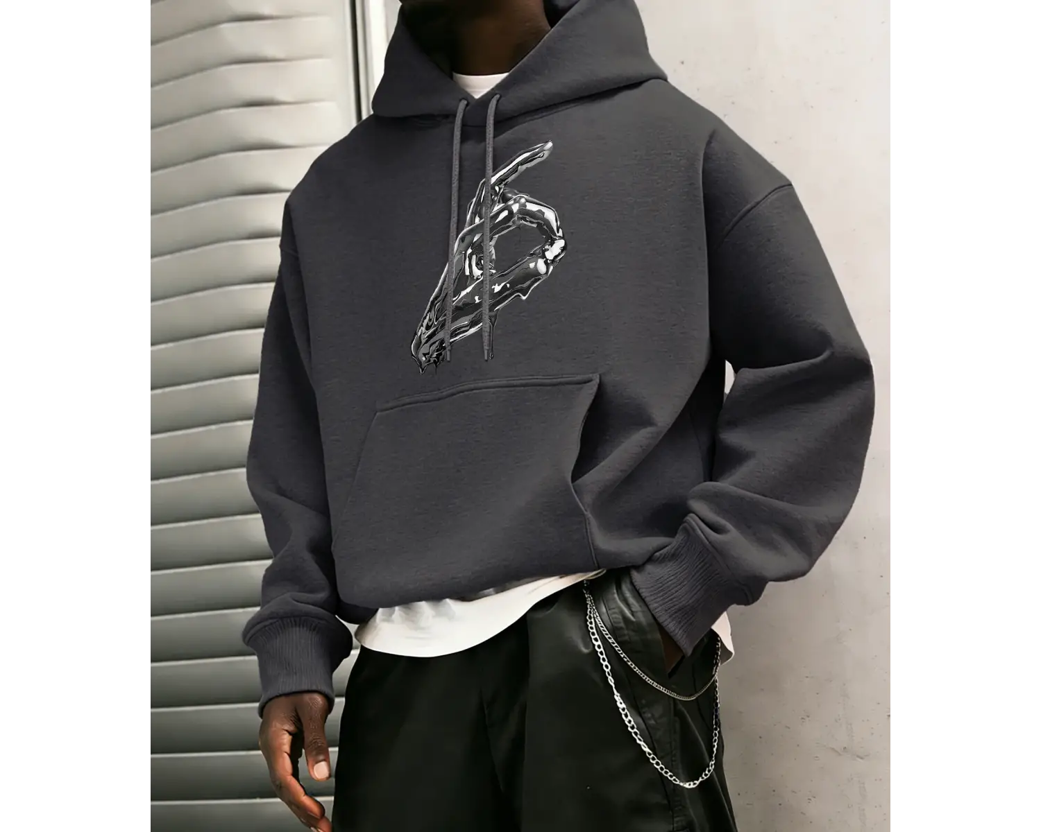 Ok Jest Yaratıcı Baskılar Erkek Temel Kapüşonlular Moda Günlük Uzun Kollu Bol Retro Kazaklar