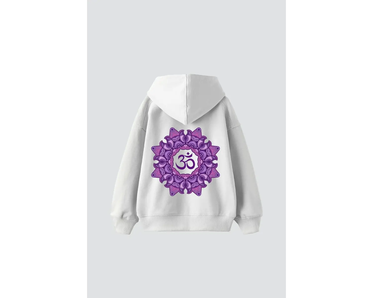 Om Baskılı Unisex Oversize Beyaz