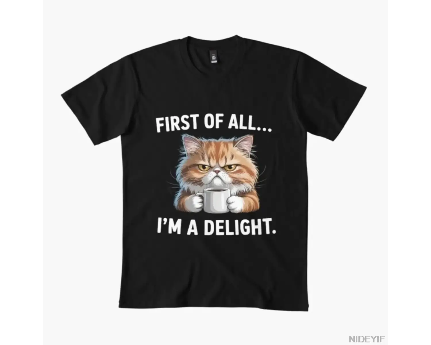 Önce Hepsiyle Birlikte Ben Bir Keyifimizdir Saksofik Komik Kahve Tutkulu Kedi Tişörtü Erkekle