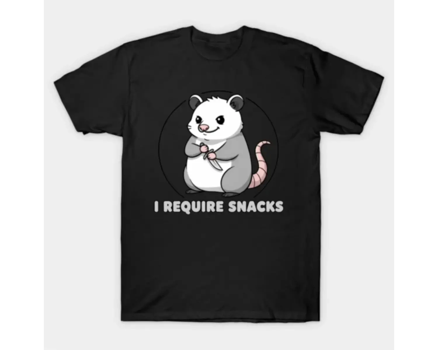 Opossum Snacks Bıçak Komik Mizah T-shirt Erkekler Kadınlar Için % 100% Pamuk T Shirt Kısa Kol