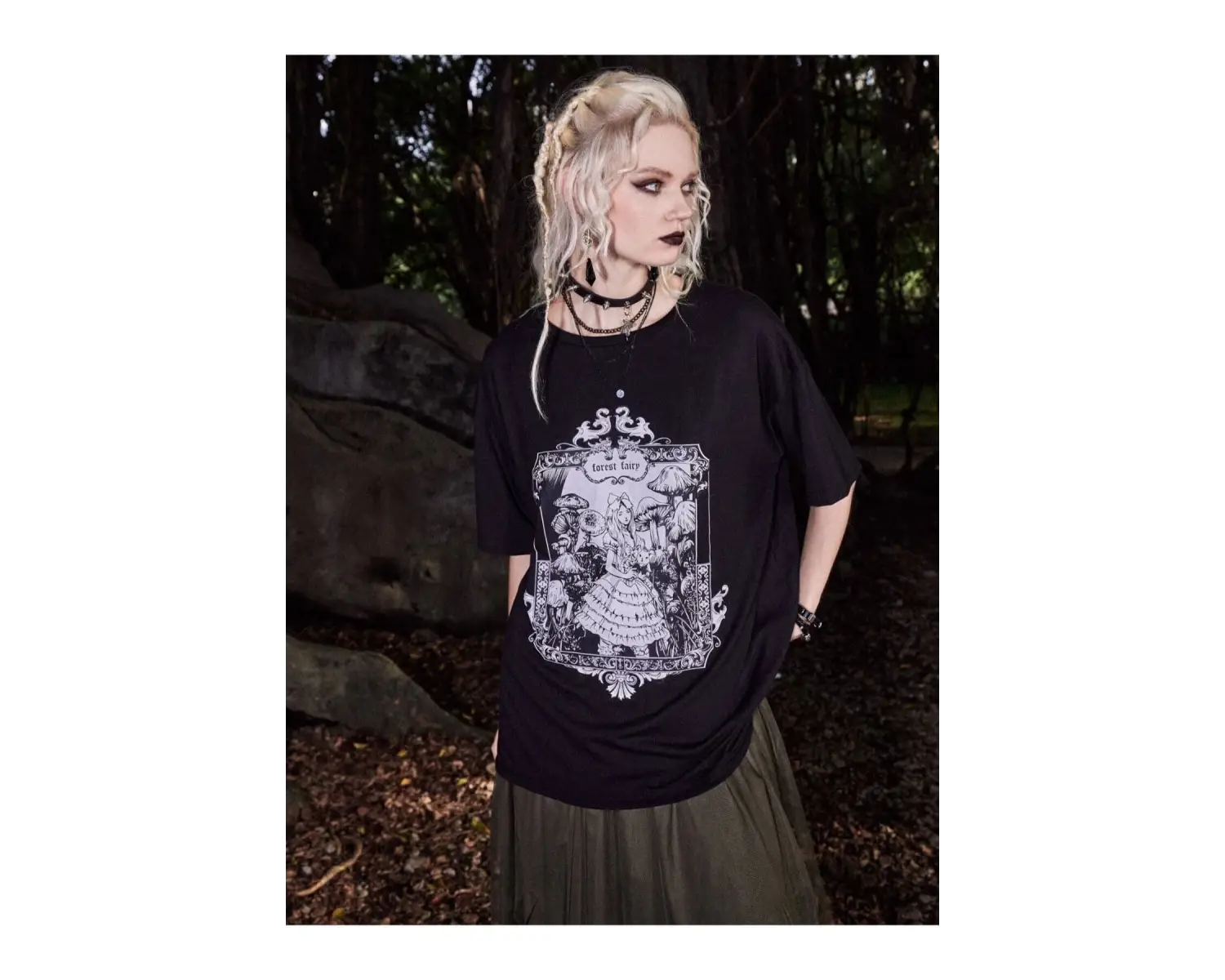 Orman Perisi Forest Fairy Baskılı Gothic Oversize