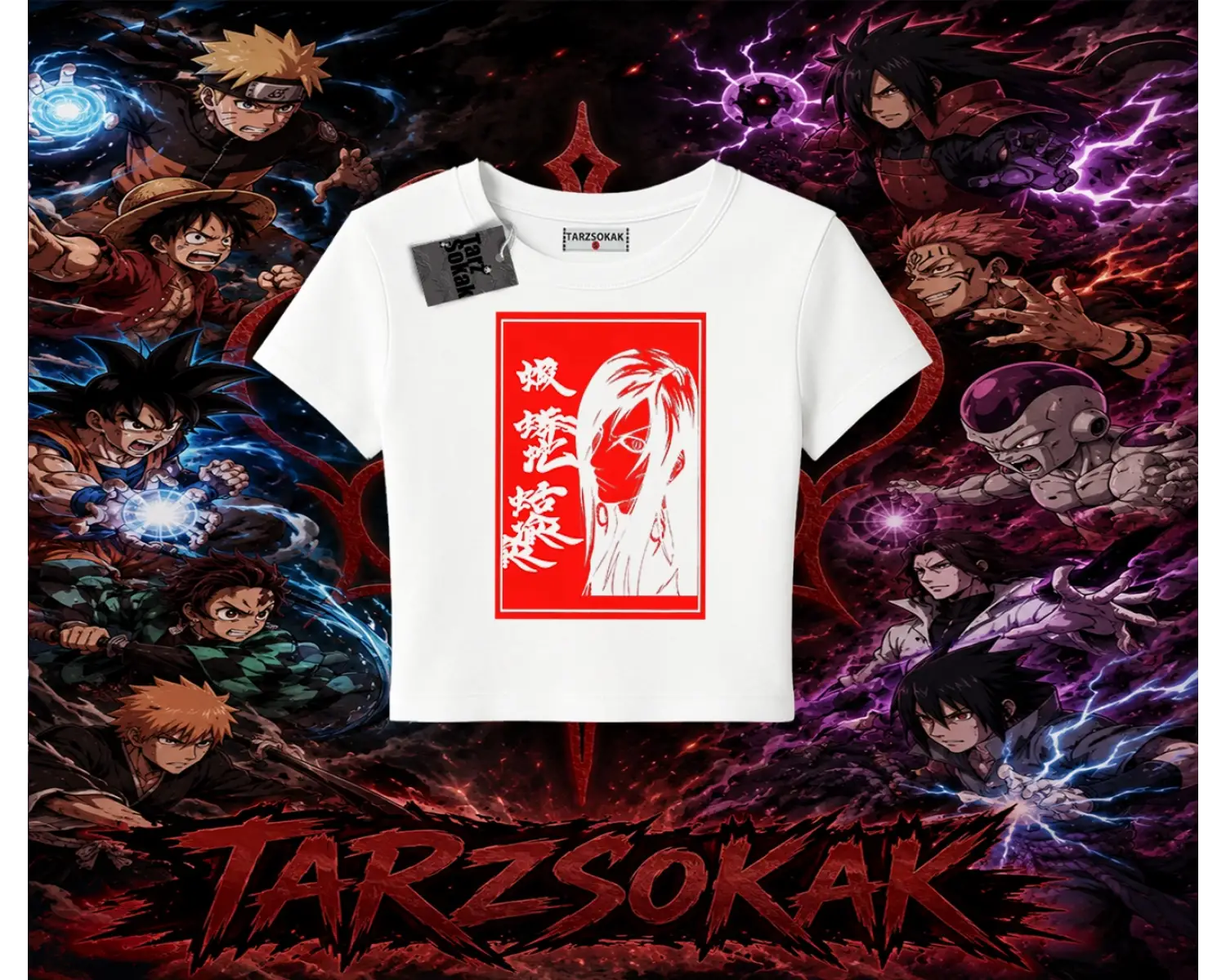 Orochimaru Naruto Anime Karakter Kadın Baby Tee Beyaz