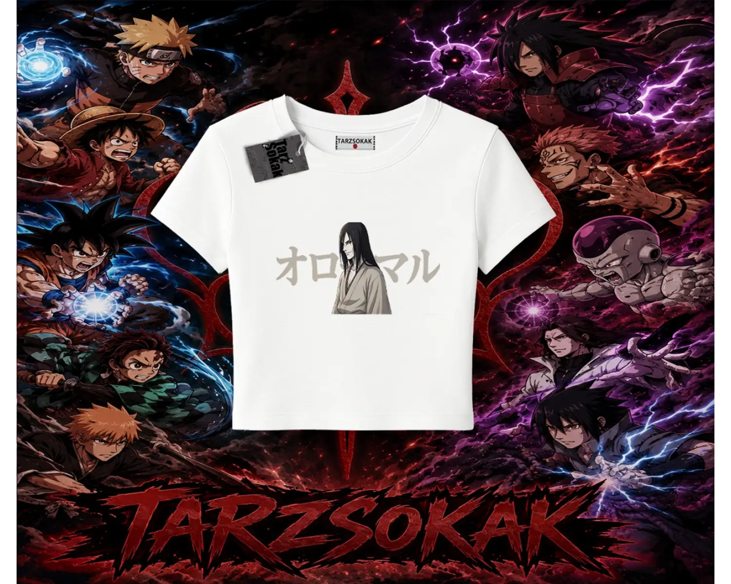 Orochimaru Naruto Anime Karakter Kadın Baby Tee Beyaz