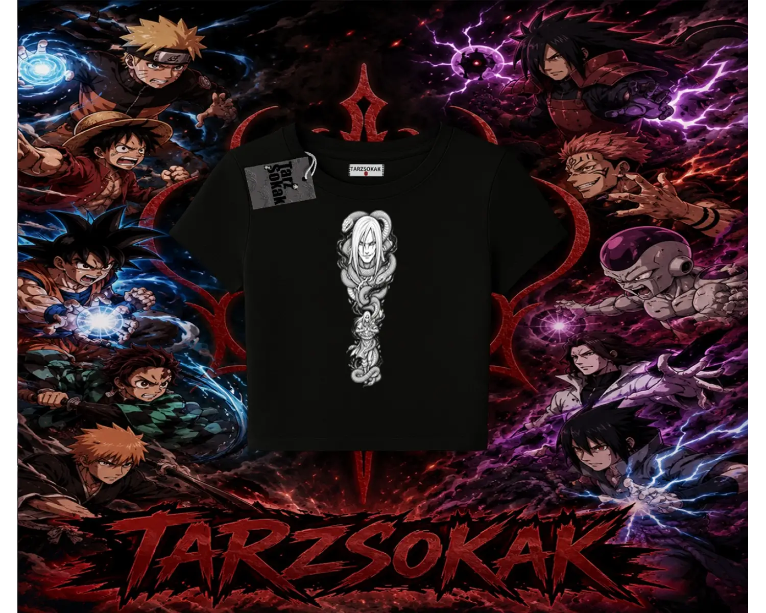 Orochimaru Naruto Anime Karakter Kadın Baby Tee Beyaz