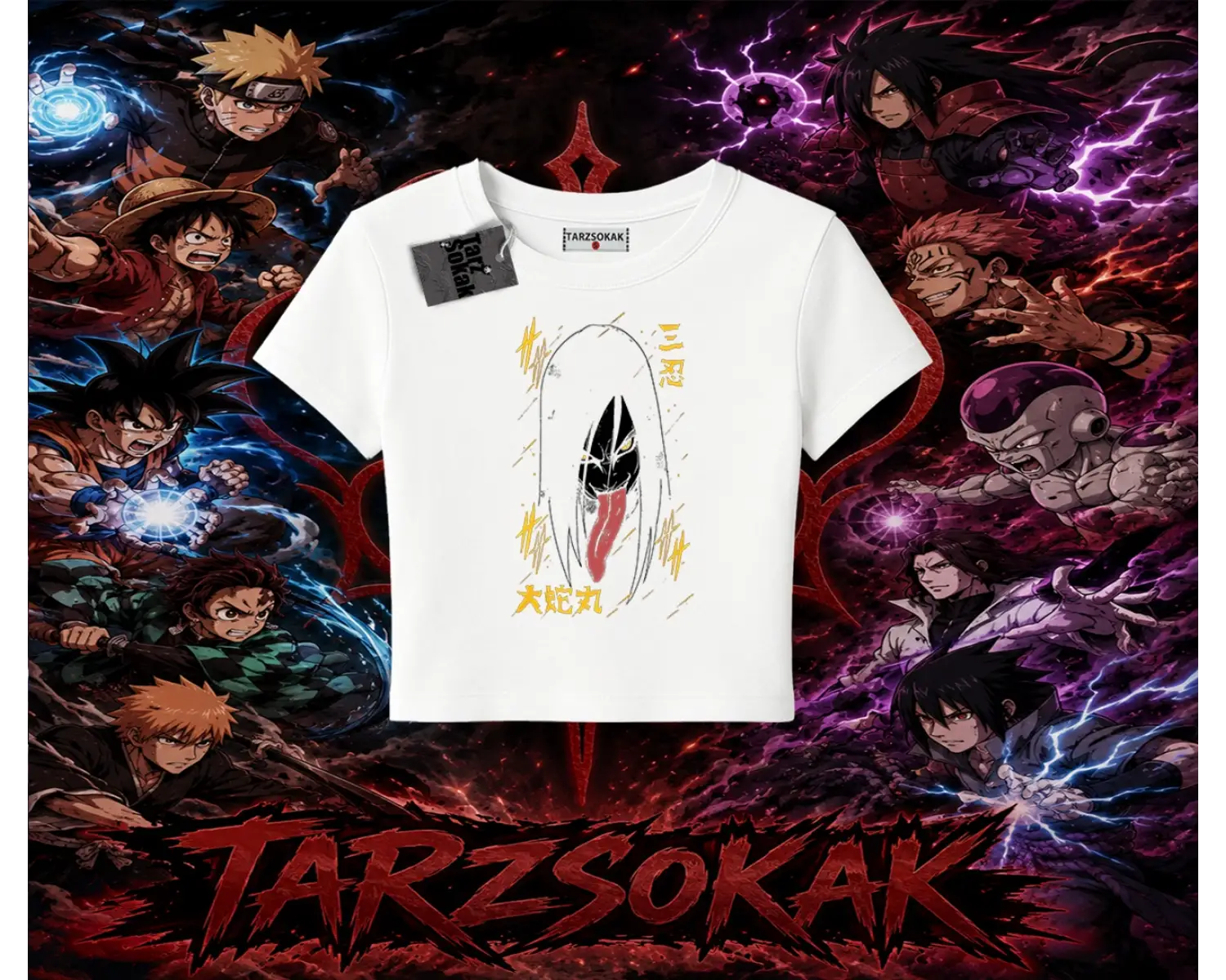Orochimaru Naruto Anime Karakter Kadın Baby Tee Beyaz