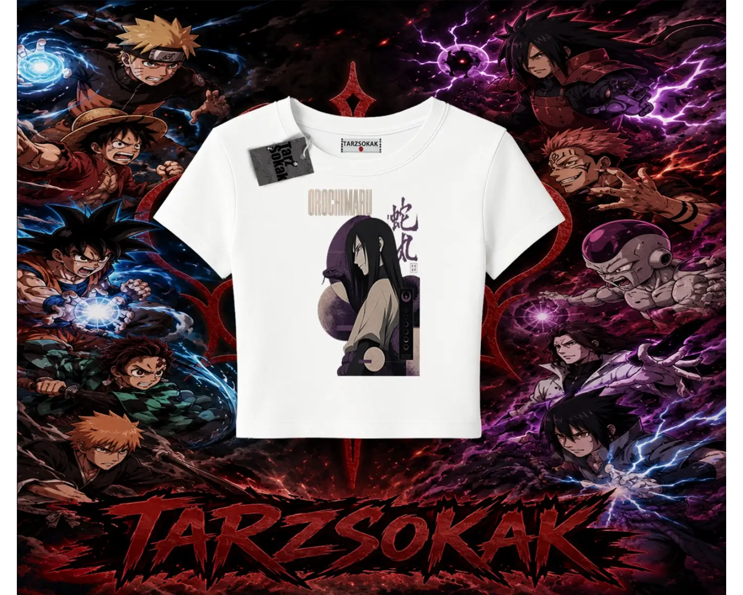 Orochimaru Naruto Anime Karakter Kadın Baby Tee Beyaz