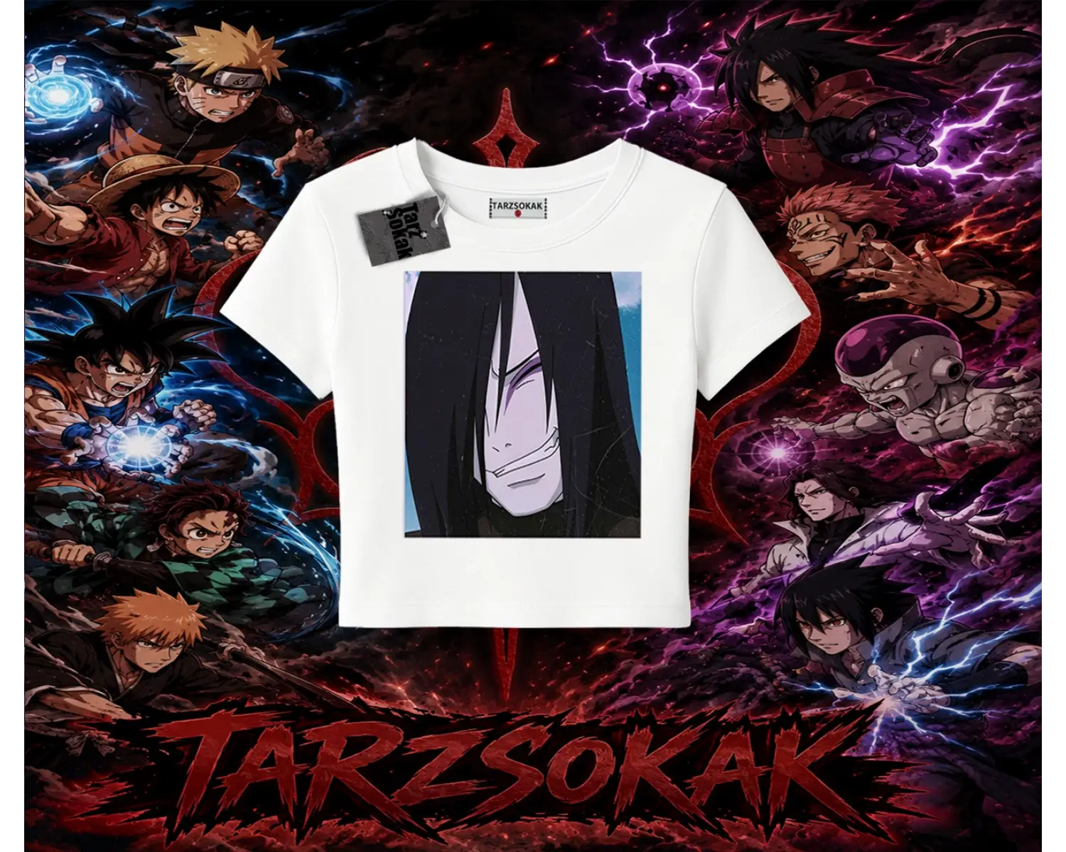 Orochimaru Naruto Anime Karakter Kadın Baby Tee Beyaz
