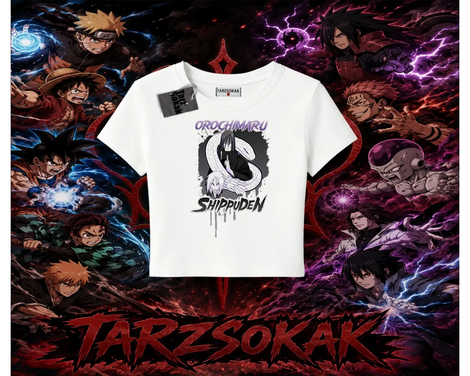 Orochimaru Naruto Anime Karakter Kadın Baby Tee Beyaz