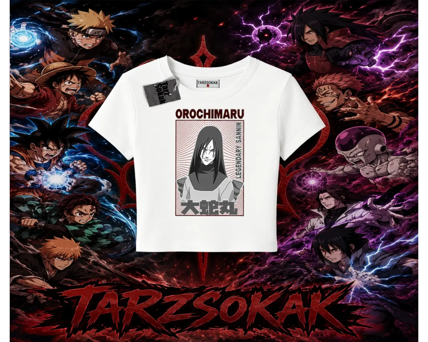 Orochimaru Naruto Anime Karakter Kadın Baby Tee Beyaz